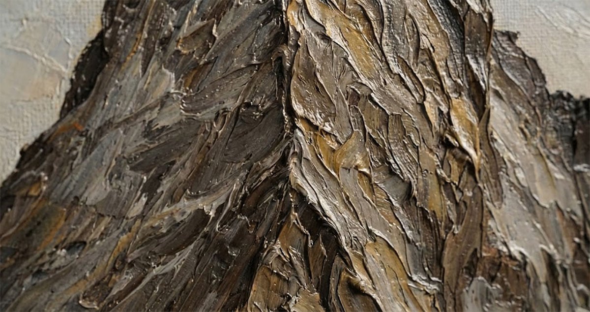 手繪泰山油畫肌理質感