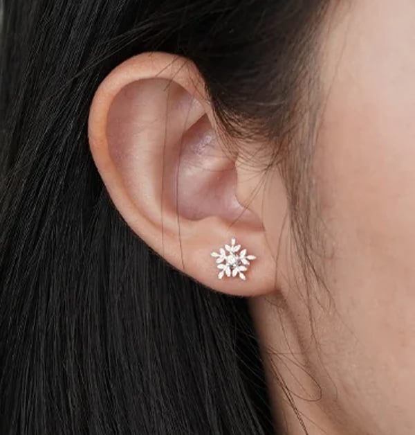 閃亮鑽飾黏貼式耳環