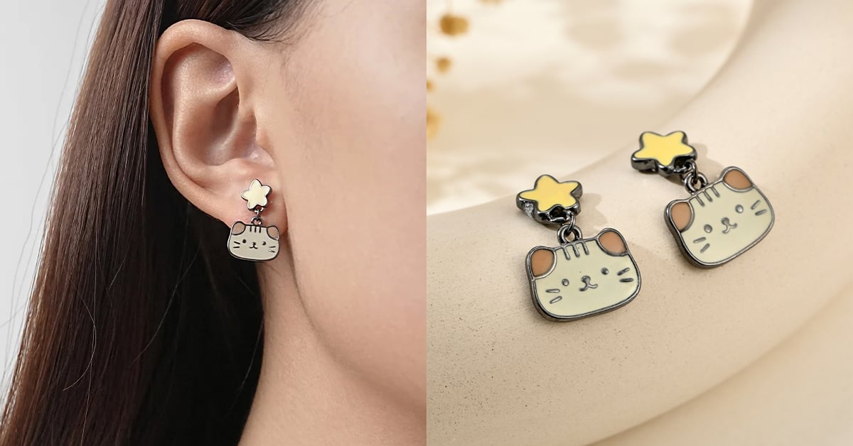 2026 OSMAR 貓咪系列黏貼式耳環：星願躲貓貓