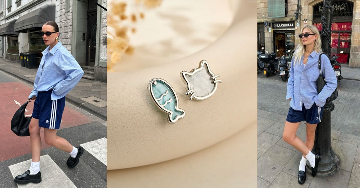 OSMAR 不對稱耳環 運動風混搭襯衫穿搭