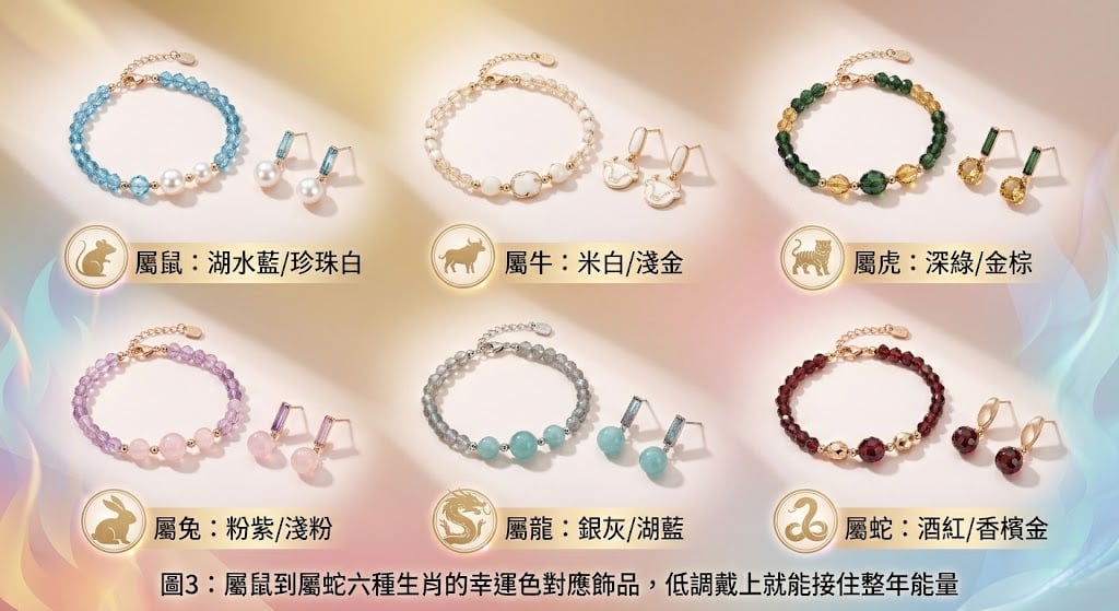 屬鼠屬牛屬虎屬兔屬龍屬蛇 2026 幸運色飾品搭配建議