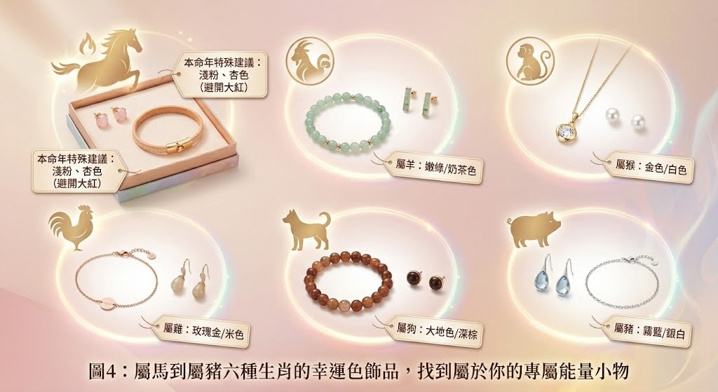 屬馬屬羊屬猴屬雞屬狗屬豬 2026 幸運色飾品搭配建議