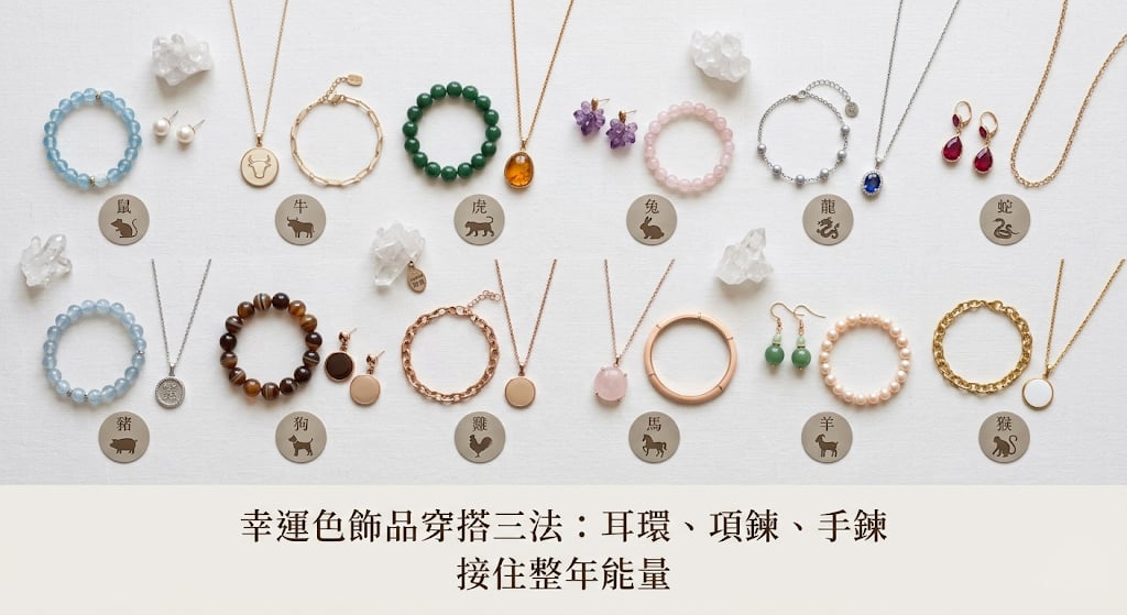 幸運色飾品穿搭三法，耳環項鍊手鍊接住整年能量