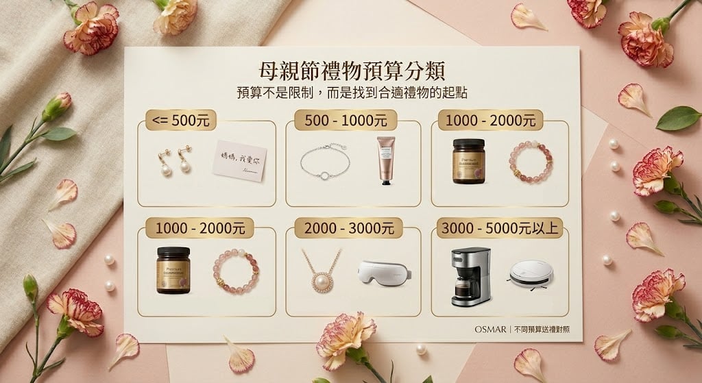 母親節禮物預算分類推薦，500 到 5000 元都有對味選擇