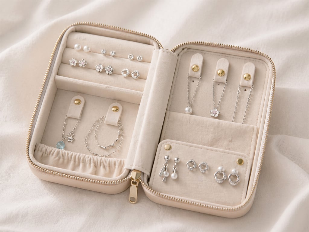 出差飾品配件收納袋示範，輕巧耳環項鍊完整攜帶