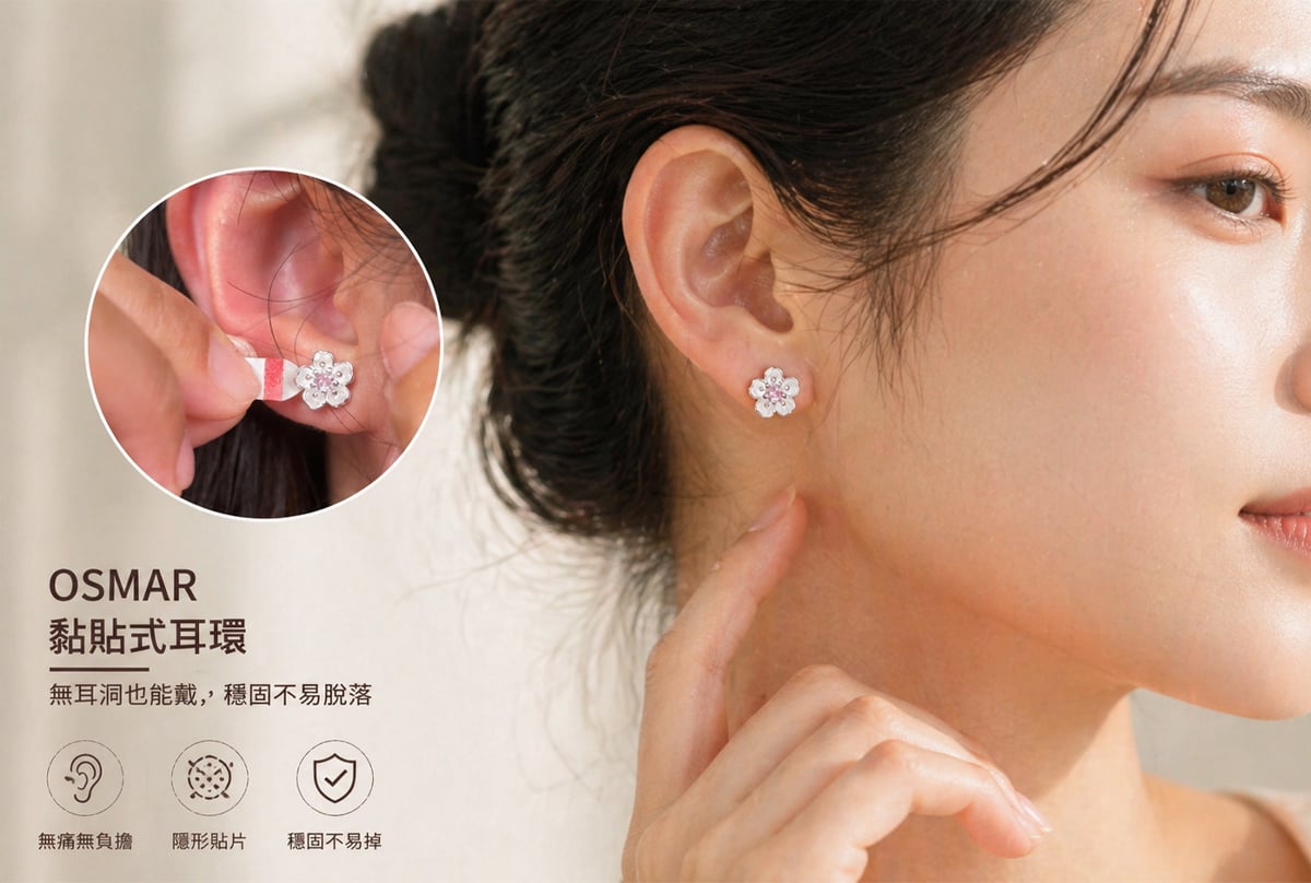 OSMAR 黏貼式耳環 方臉無耳洞女孩修飾款推薦