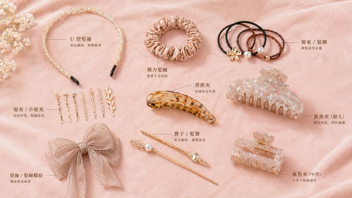 頭部飾品英文 hair clip headband bobby pin 髮飾分類