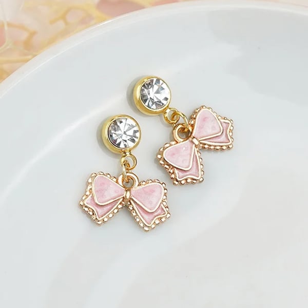 閃耀甜心蝴蝶結無耳洞兒童黏貼式耳環