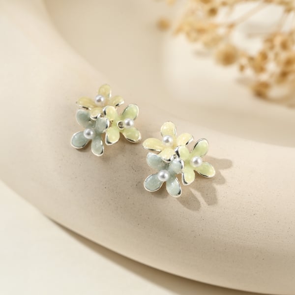 清新繁花盛開-耳針無耳洞黏貼式耳環