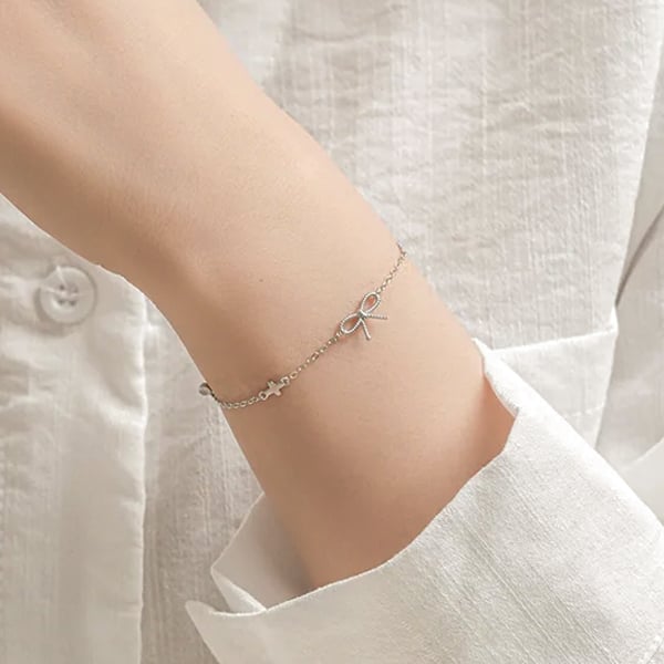 簡約蝴蝶結手鍊純銀