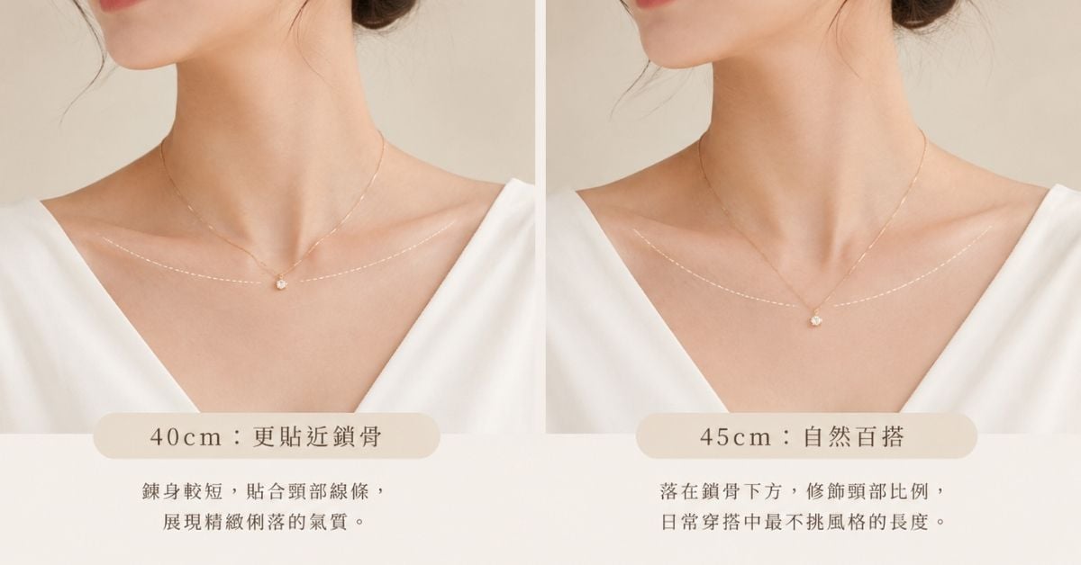 鎖骨鍊是什麼40cm45cm女生項鍊長度示意