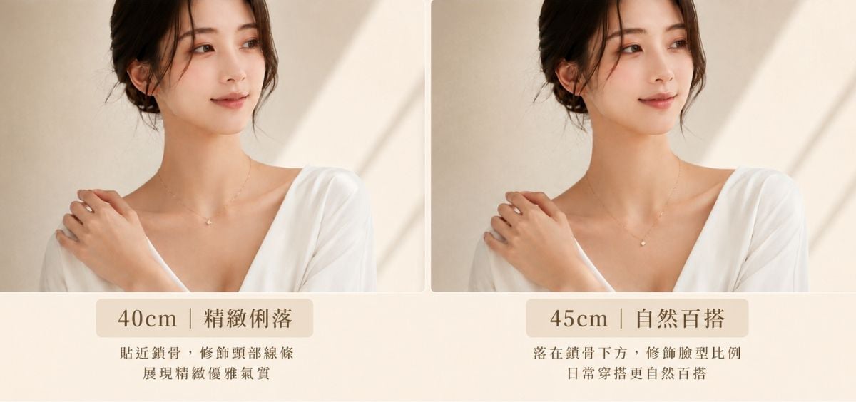 鎖骨鍊長度怎麼選40cm45cm項鍊差異