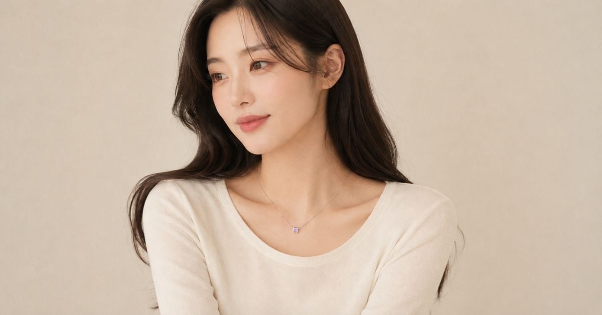 40cm項鍊適合鎖骨鍊日常穿搭韓系美女示意